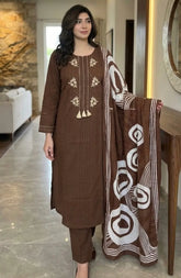A-Line Zari Work Pintex Cotton Dress