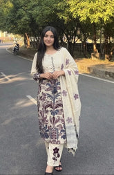 Purple Flex Cotton Printed Dress