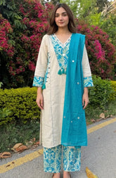 Cotton Flex Dress with Mirror Work & Side Pockets