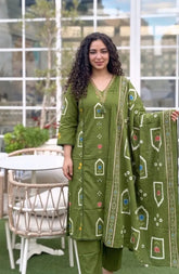 Green dome print Dress