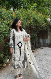 Cotton Flex Buta Work Dress