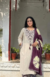 Cotton Flex Side Pocket Embroidy Dress