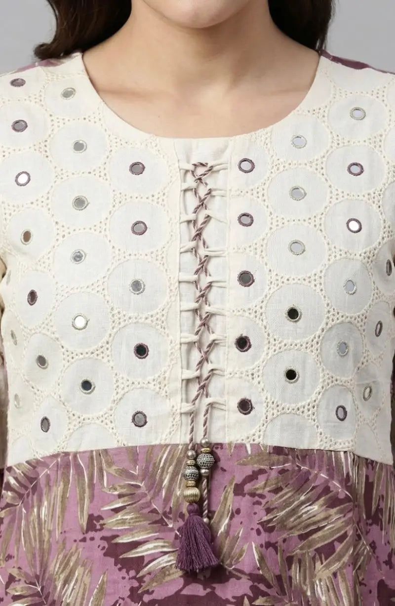 Cotton Flex With Dori and Miror Work Dress