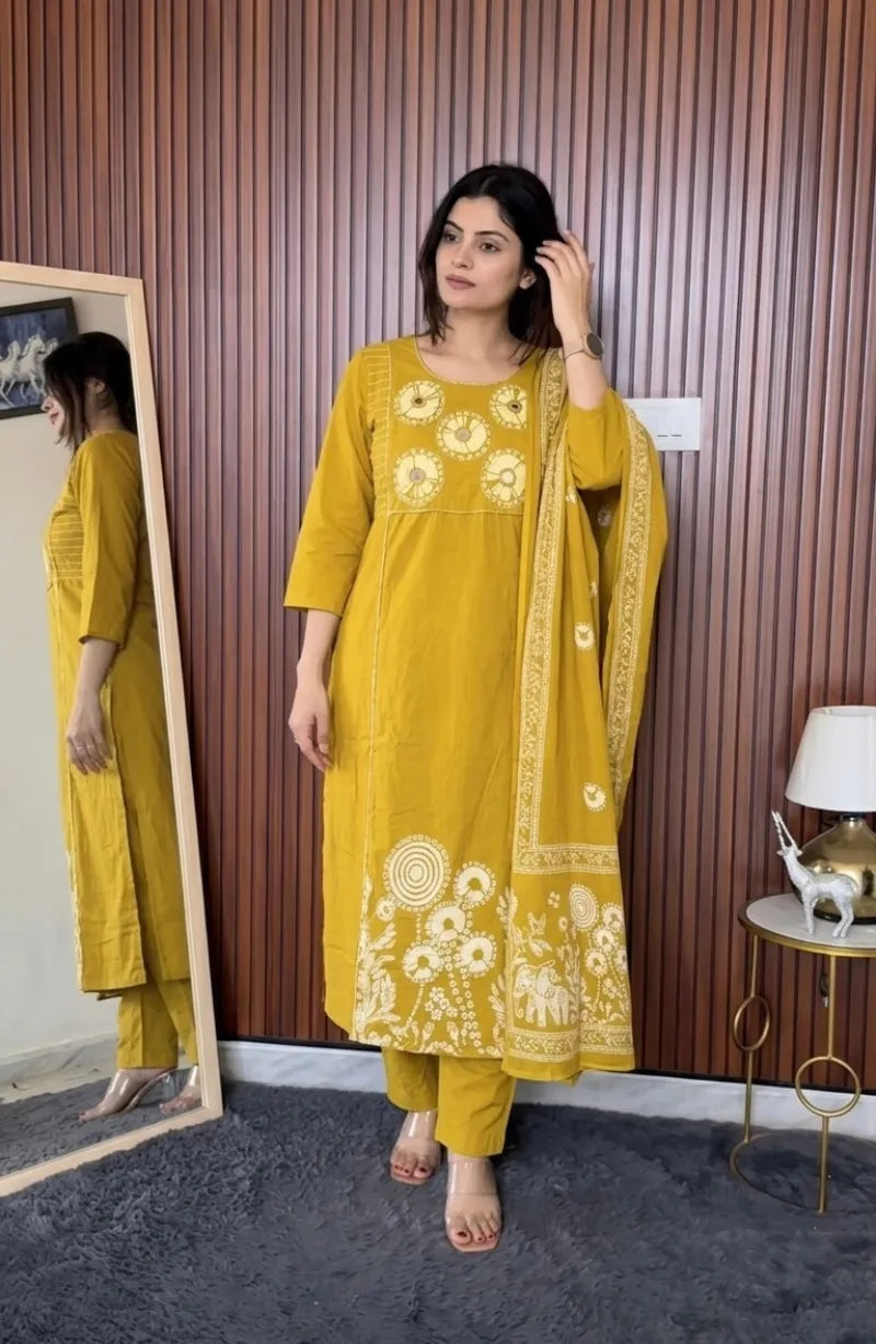 Cotton Printed YO Dress