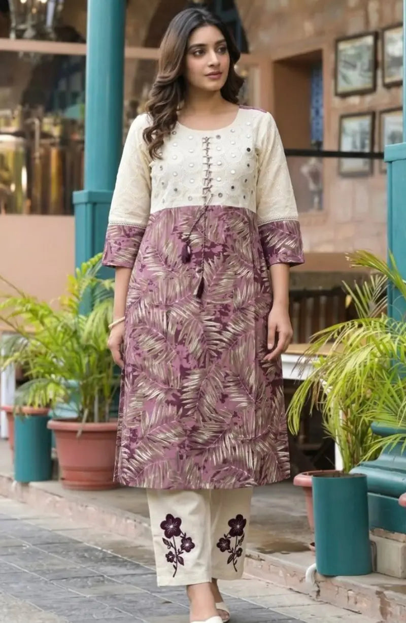 Cotton Flex With Dori and Miror Work Dress