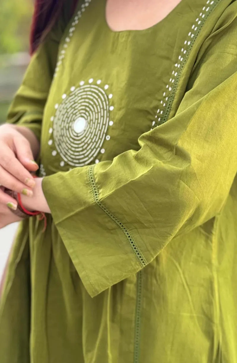 Green Multi Circle Cotton Dress