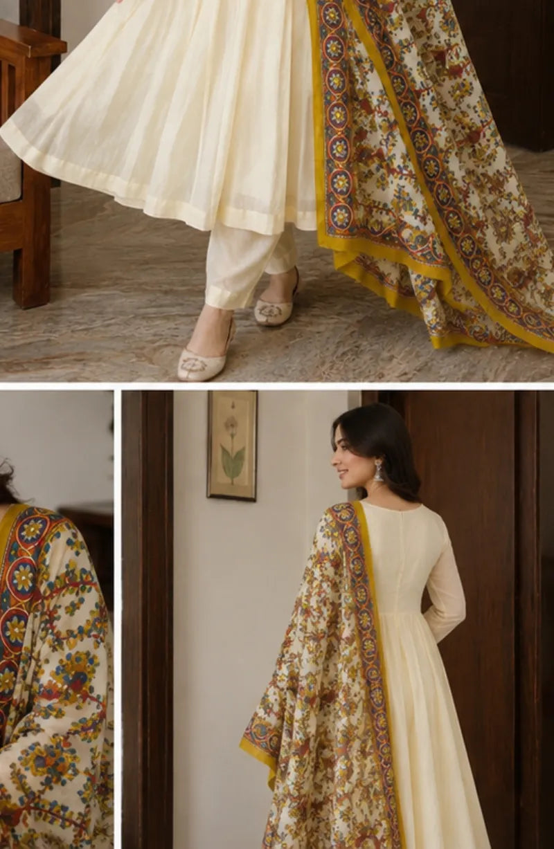 Colorful Thread Work Anarkali Dress - 57 inch Flare