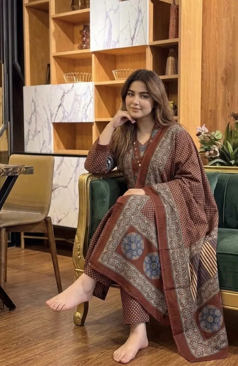 Cherry Ajrakh A-Line Dress
