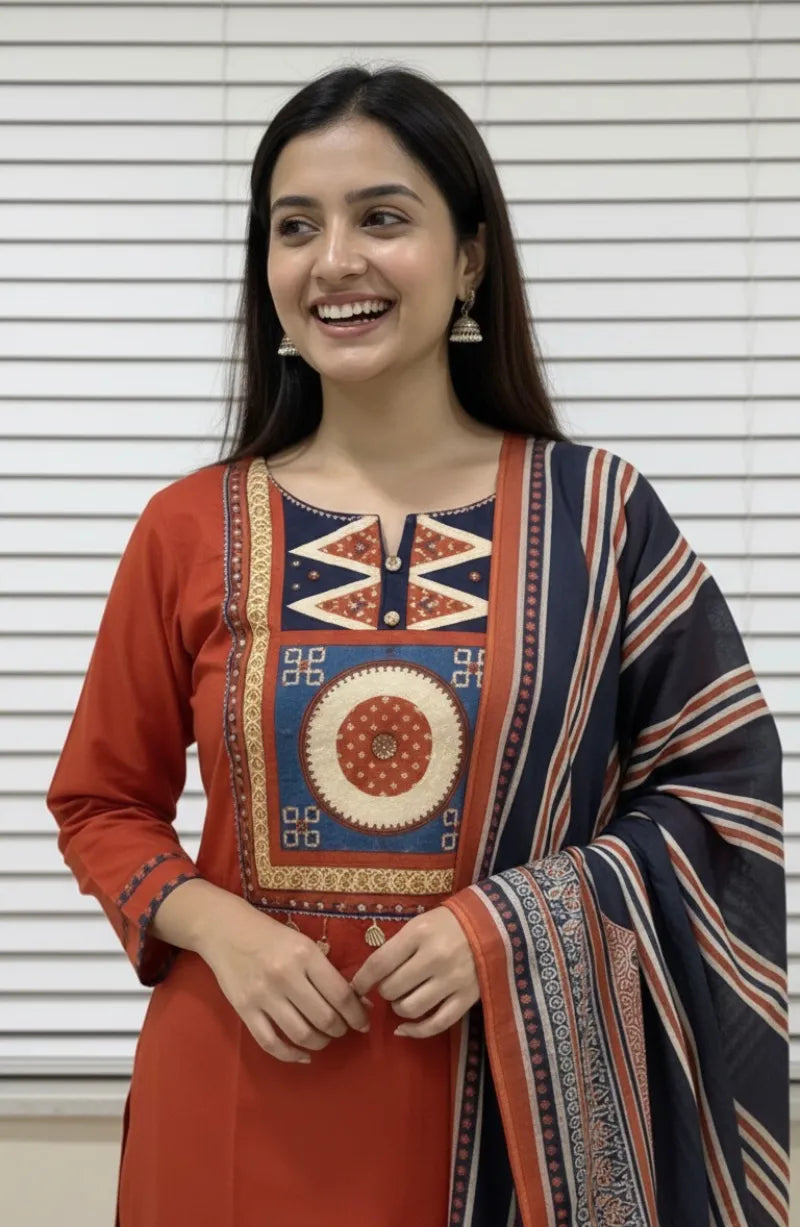 Orange Blue Stripes Dress