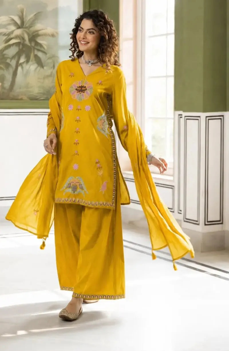Short Kurti Plazo Cotton Dupatta Dress