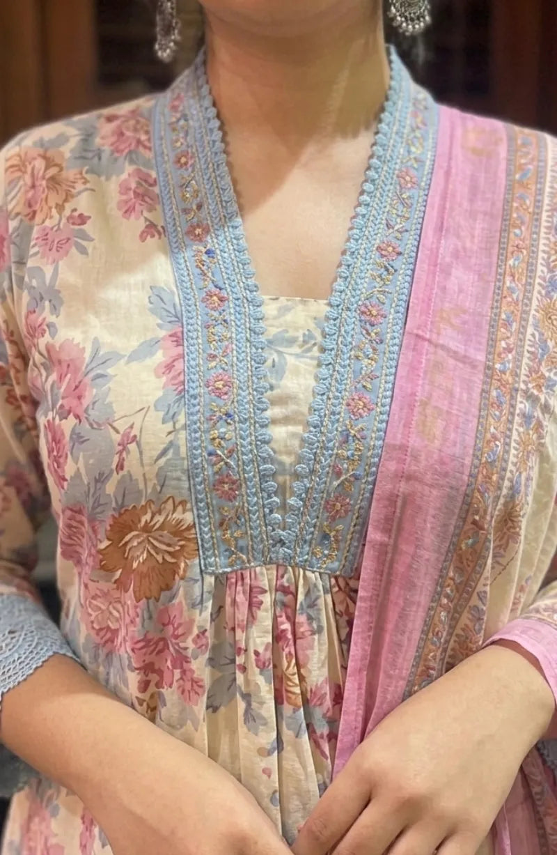 Cotton Frock Dress with Lace